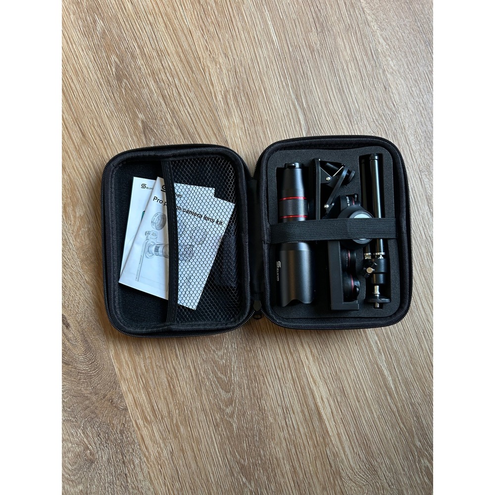 Selvim Pro Phone Camera Lens Kit with Telephoto Macro Wide Angle Tripod Case